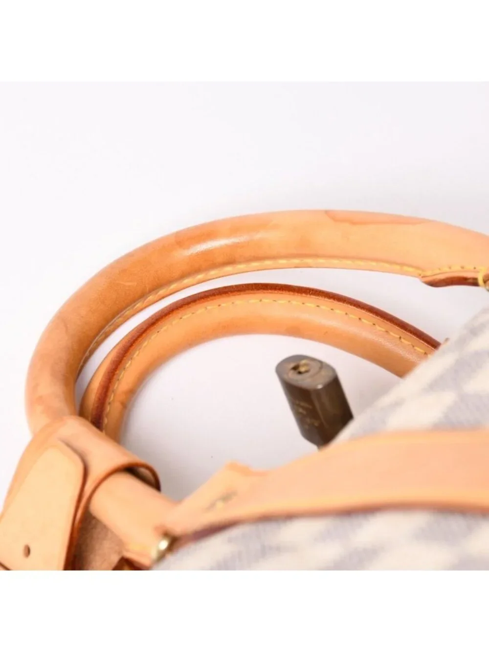 Louis Vuitton Keepall 50 Boston Bag Damier Azur Canvas Vachetta Leather White